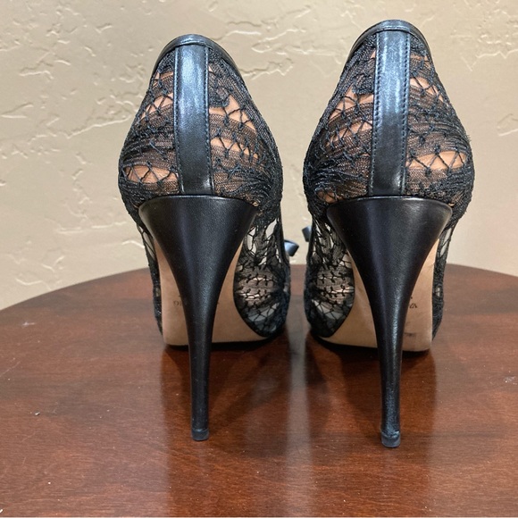 Valentino Garavani Peep Toe Lace Pumps with Bow - Picture 8 of 16